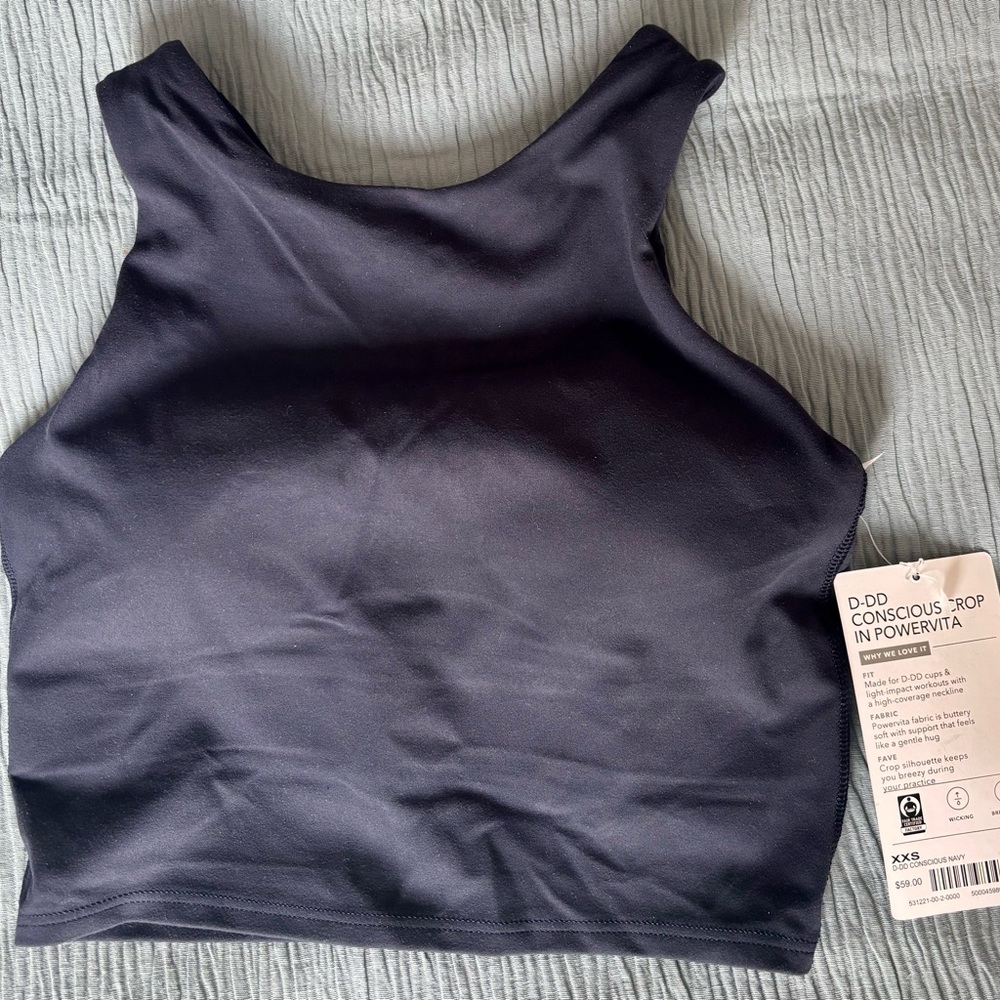 Conscious Crop Tank Top in Powervita - Navy Size XXS Cup D-DD